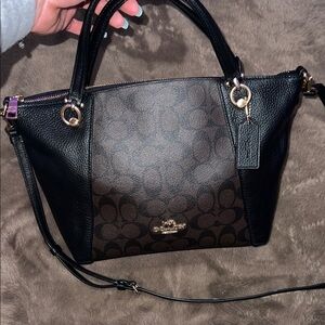Coach Black & Brown Kasey Mini Satchel Bag Pebbled leather & Signature Logo